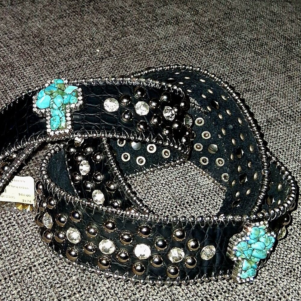 Turquoise Rhinestone Western Belt - Picture 3 of 3